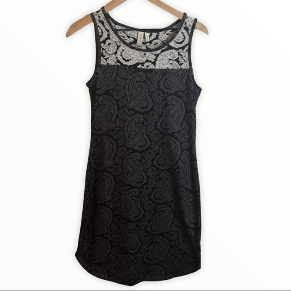 Sahalie Gray And‎ Black Sleeveless Scoop Neck Sweater Sheath Dress Size Small